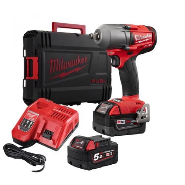 AVVITATORE AD IMPULSI A MEDIA COPPIA M18 FUEL COMPATTO CON 2 BATTERIE 5,0Ah E CARICABATTERIE