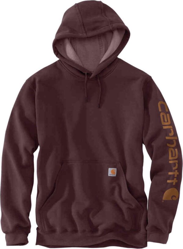 FELPA CARHARTT CON CAPPUCCIO E LOGO MANICA ROSSO BORDEAUX